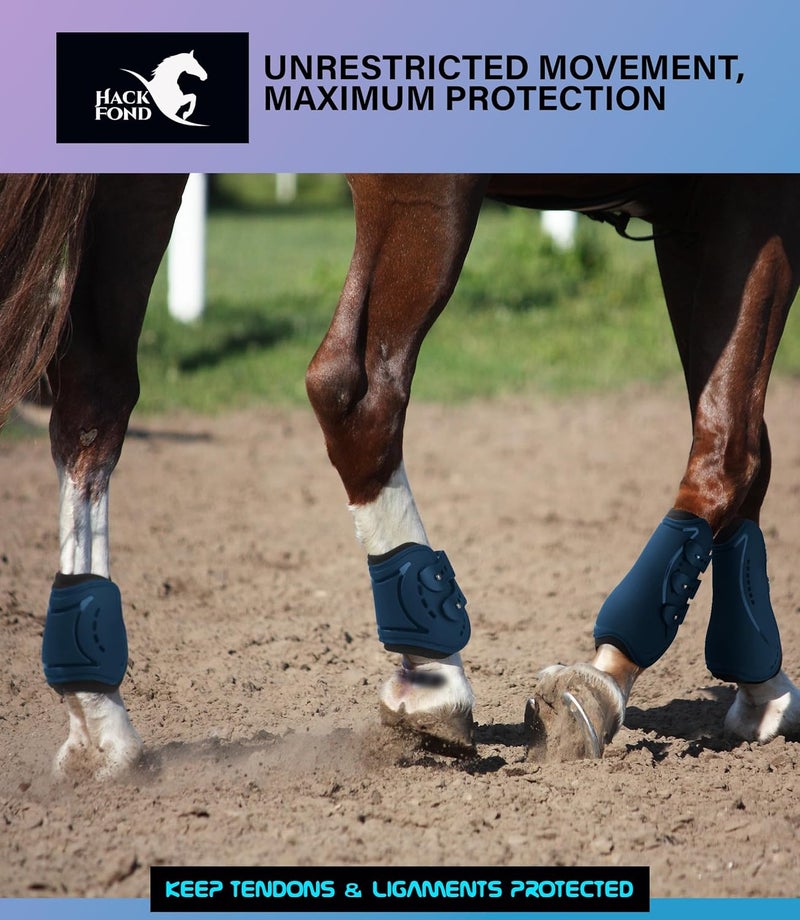 HackFond Horse Tendon Boots, Fetlock Boots & Open Front Boots for Jumping, Set of 4, Horse Protection Leg Guard - Image 5